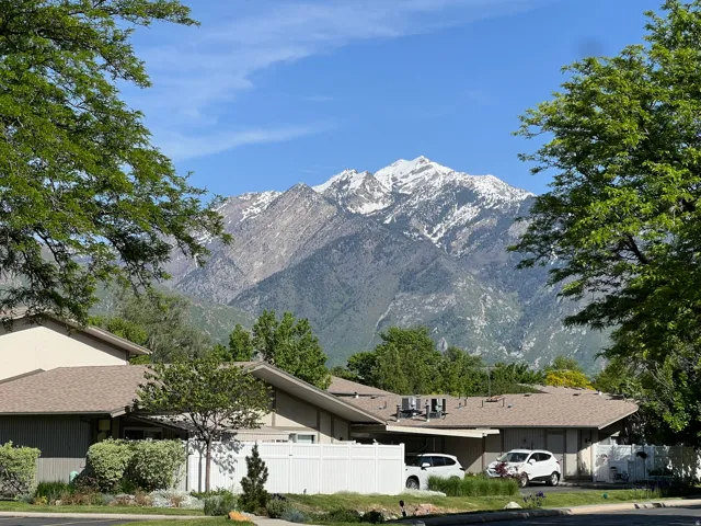 Snow-capped mountains form a scenic backdrop