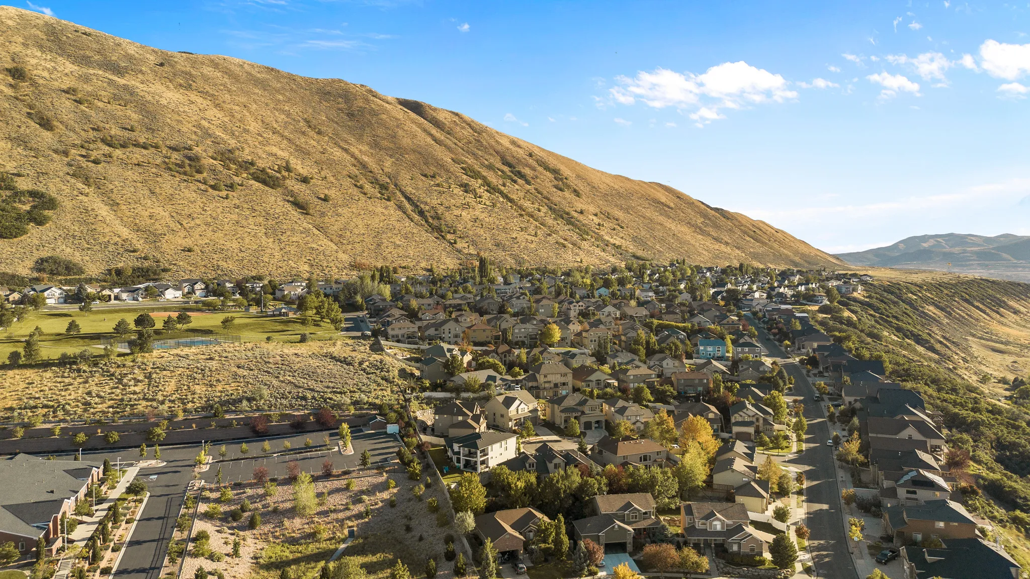 Community nestled into a natural mountain landscape