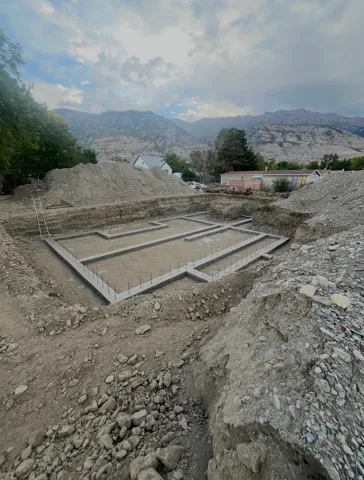 New construction foundation with concrete footings
