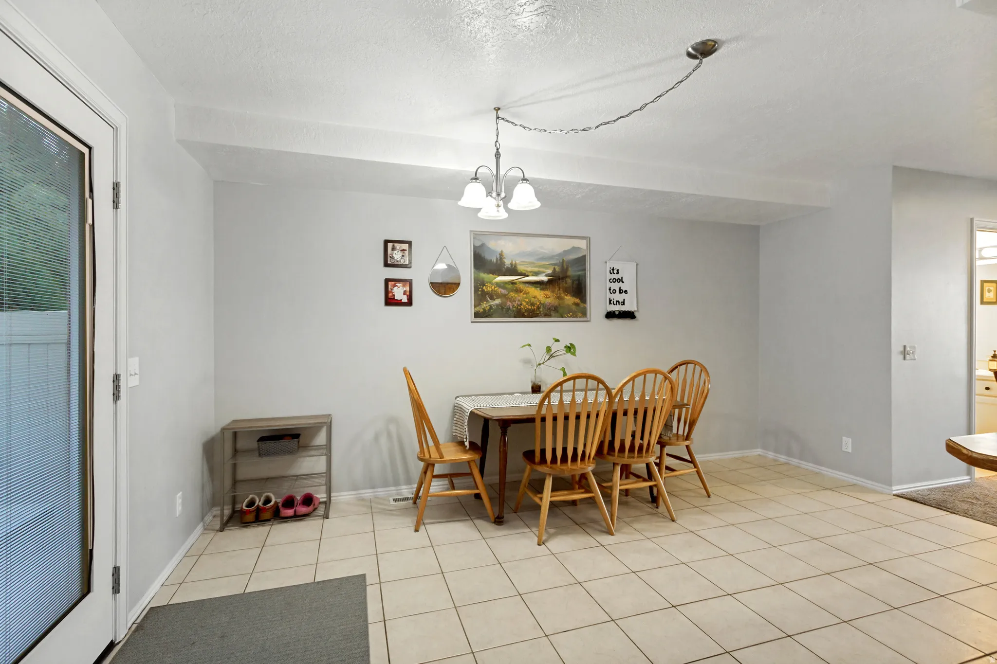 Tiled flooring throughout the dining area
