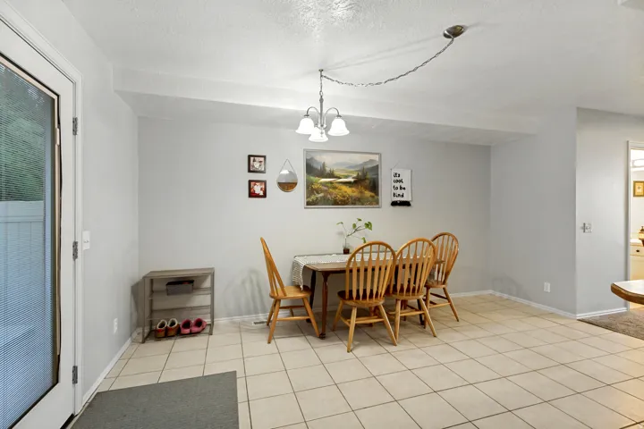 Tiled flooring throughout the dining area