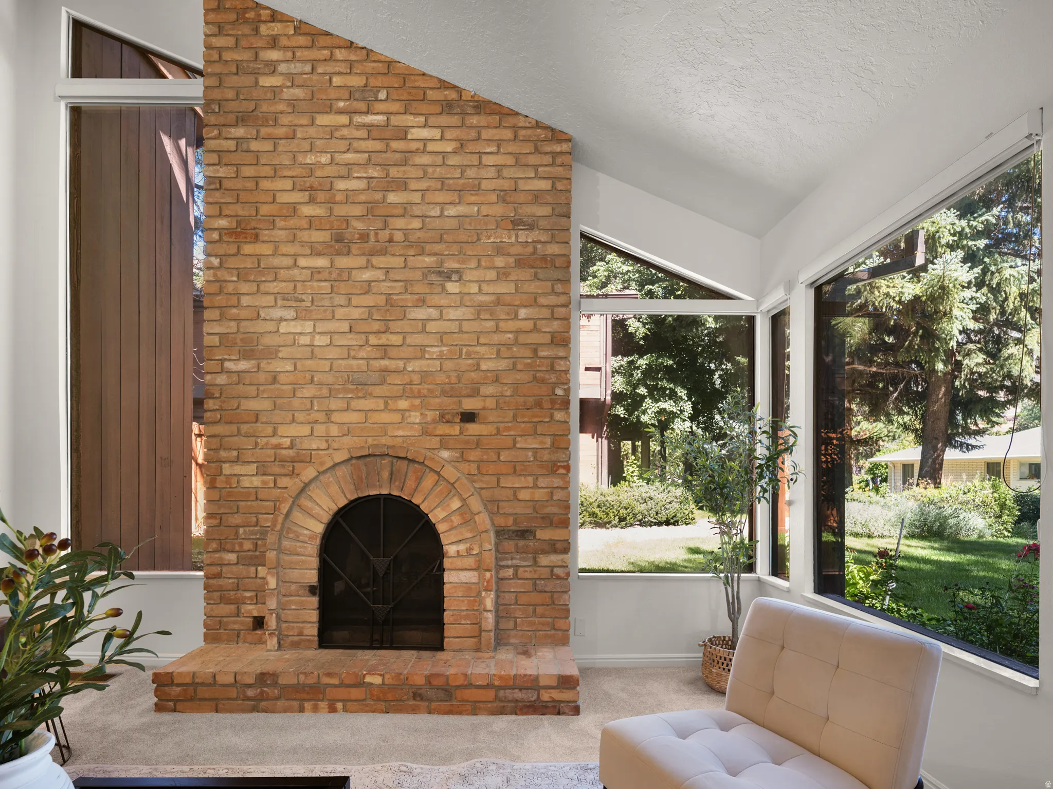 Brick fireplace and hearth