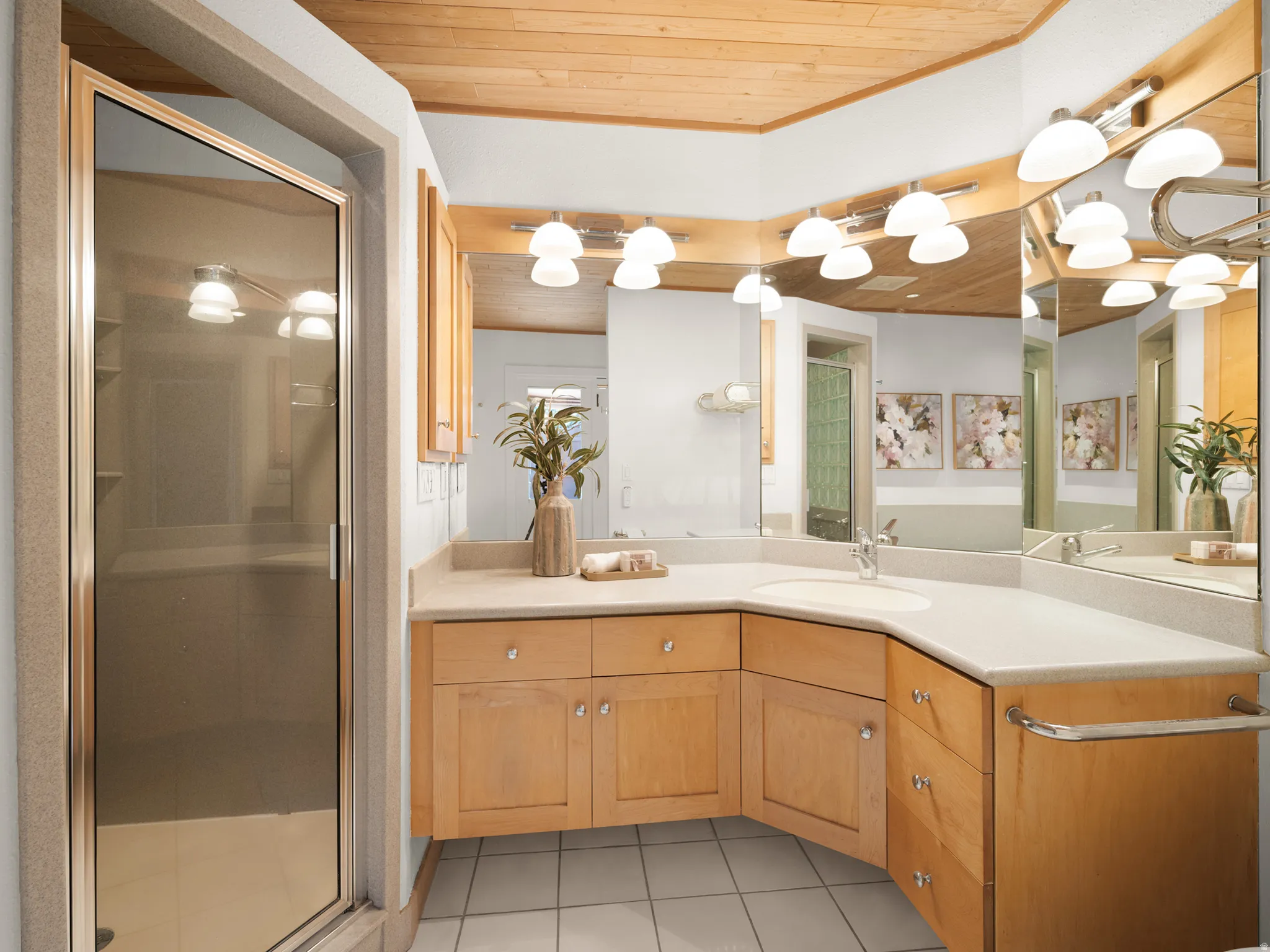 Master bathroom has walk-in shower