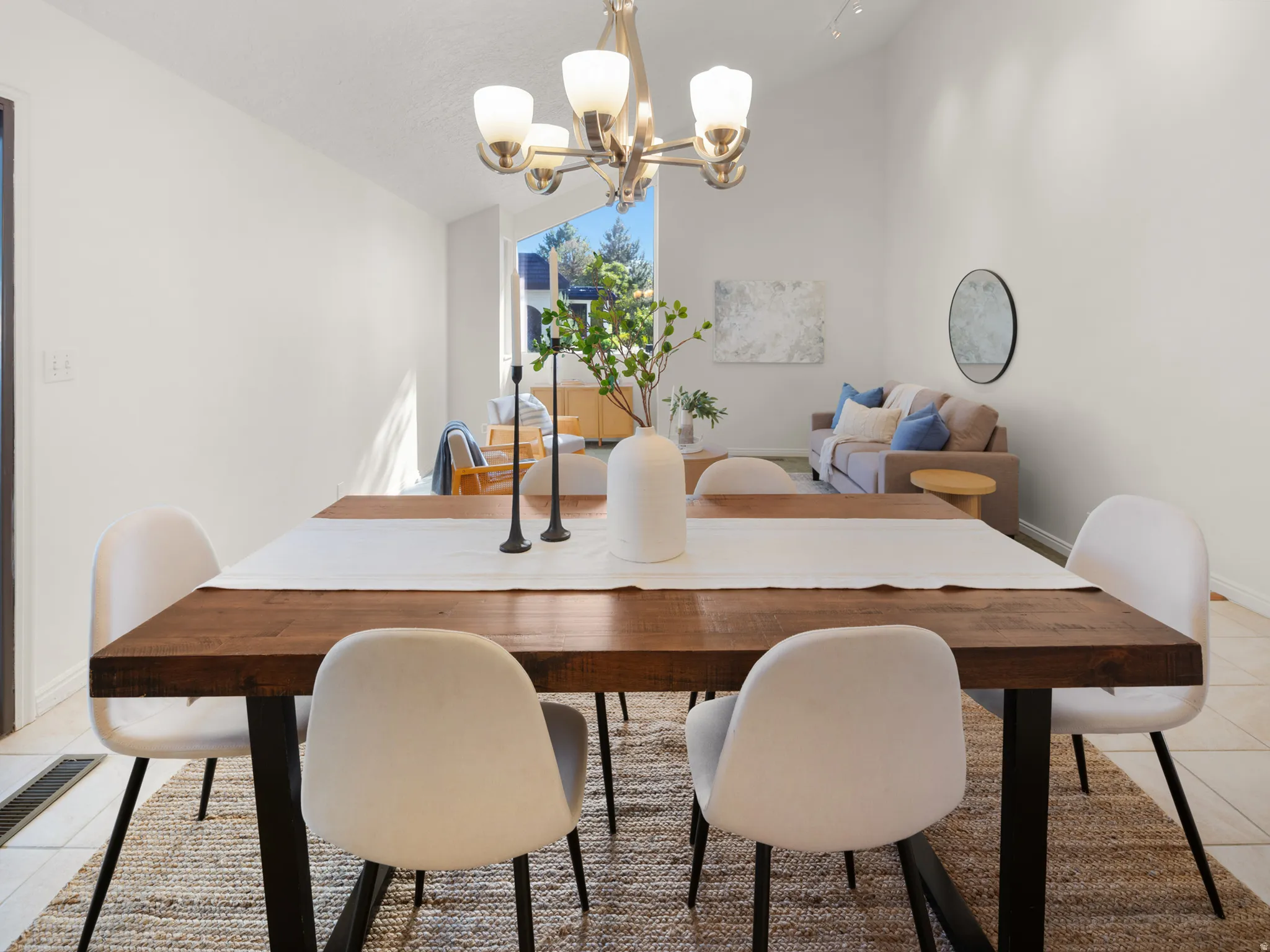 Open-concept entertaining area