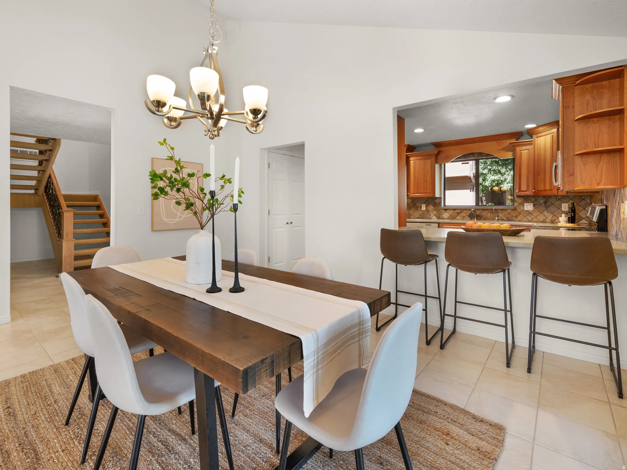 Dining area with extra barstool seating