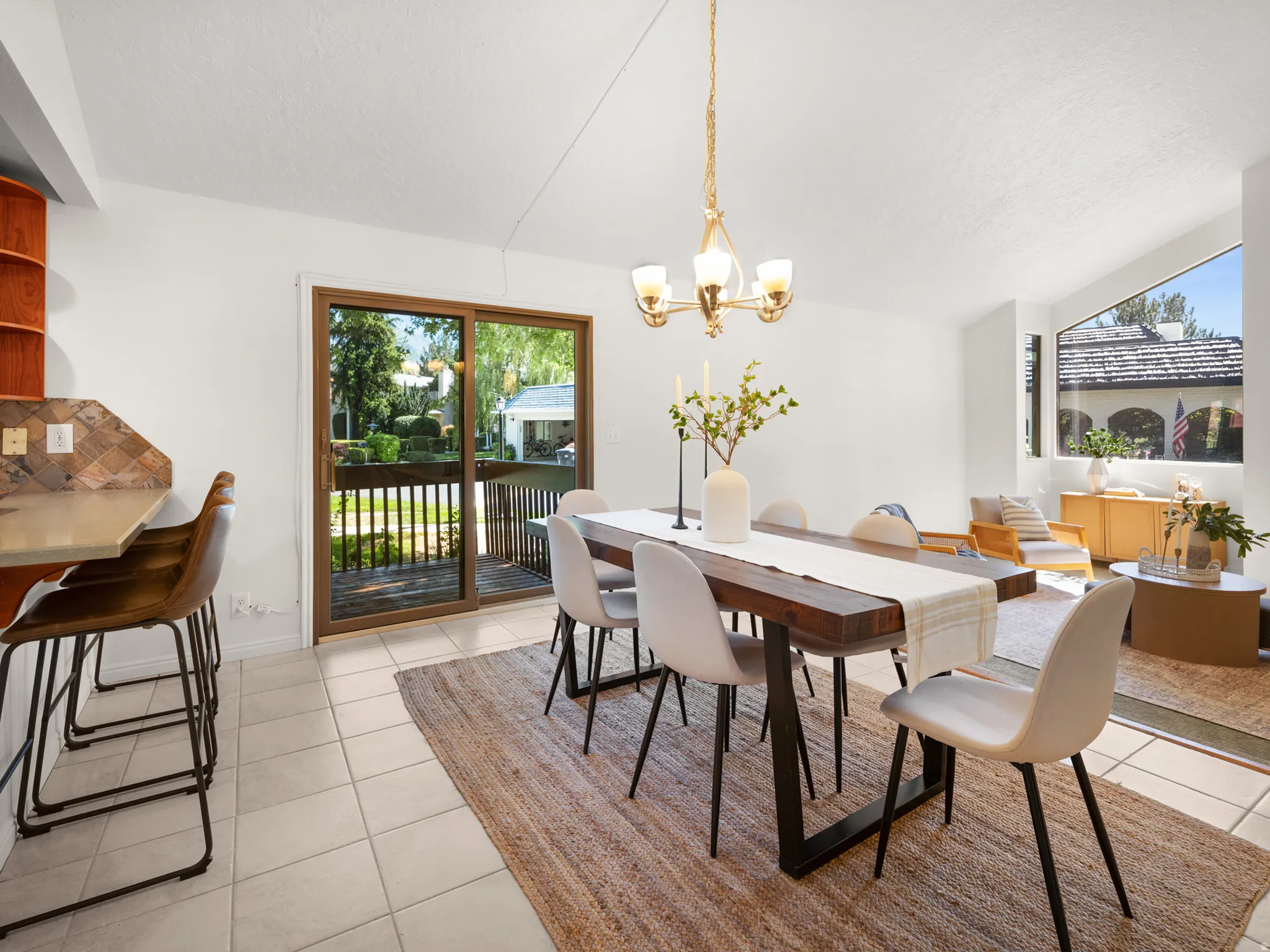 Dining area has room for a large table and chairs