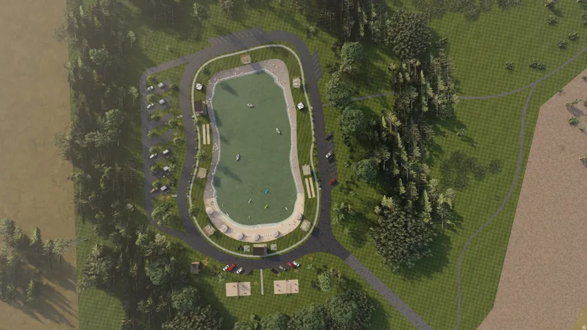 Rendering of recreational lake - construction in progress