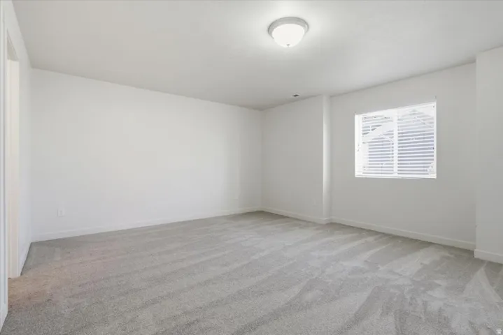 Neutral color palette with light gray carpeting and light gray walls