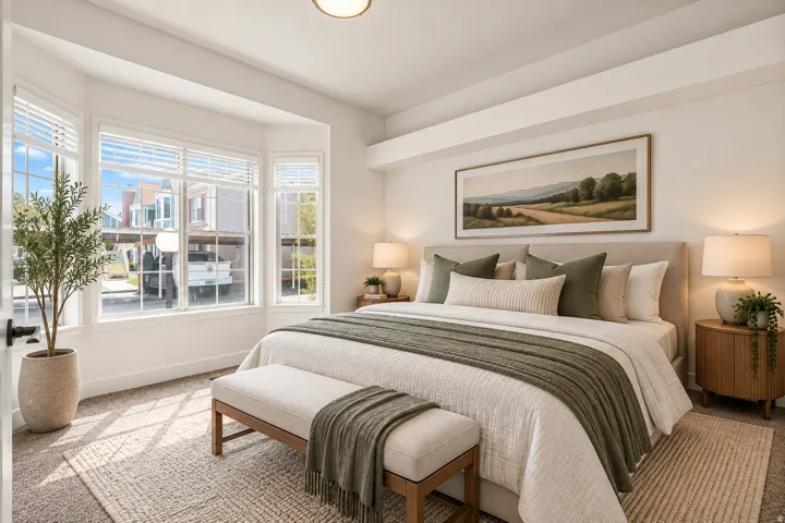*Virtually Staged* Second bedroom featuring bay windows.