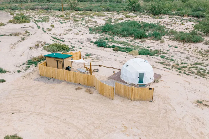 White geodesic dome structure