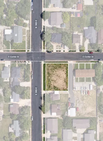 Aerial Map. Displaying the property's location relative to E Center St and S 300 E