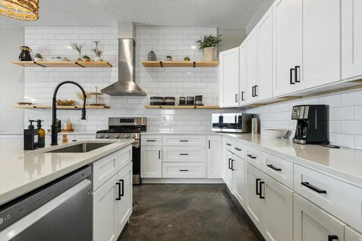 White subway tile backsplash