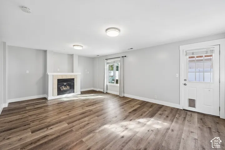 Wood-finish flooring throughout