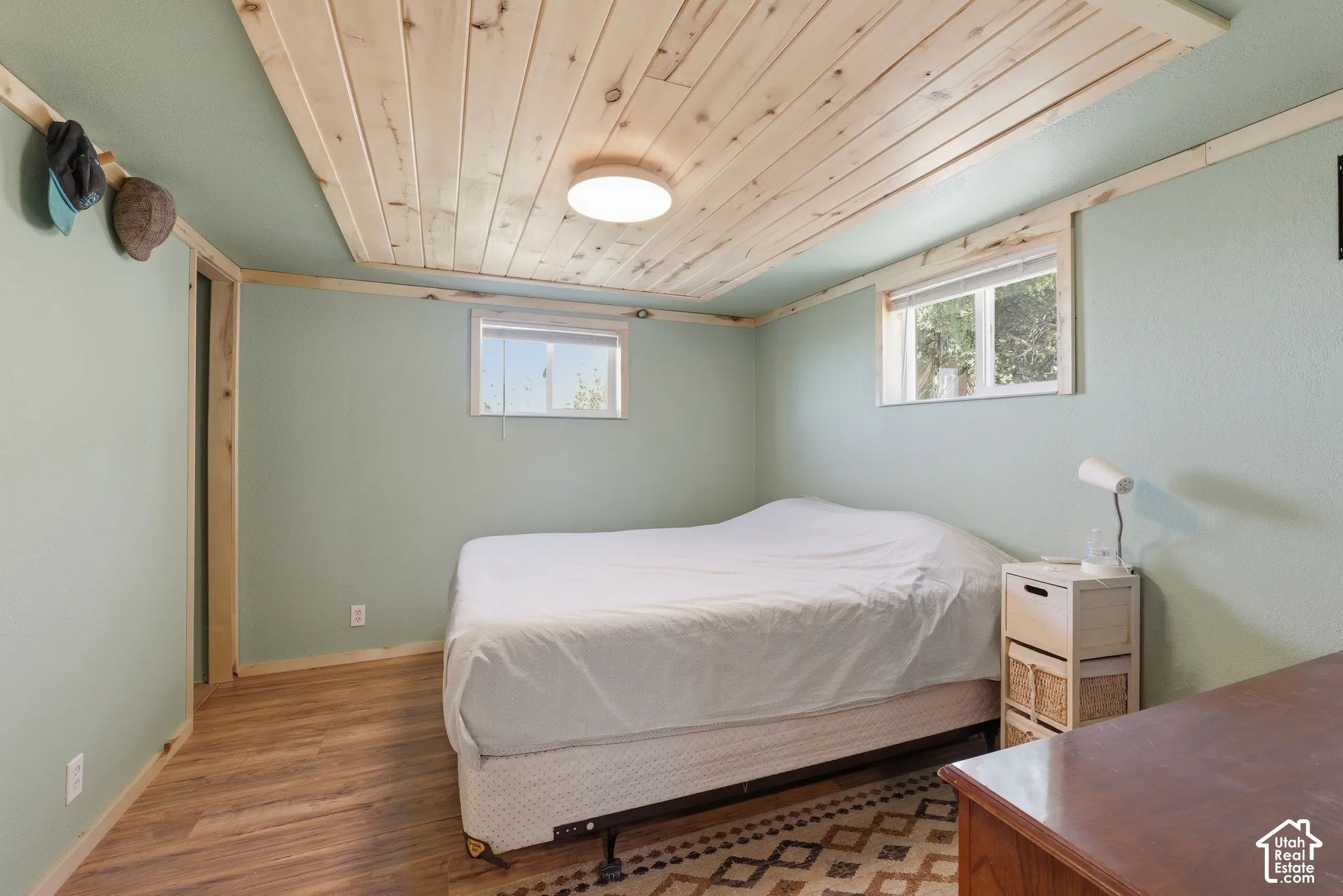 Wood-finish flooring with light-toned walls