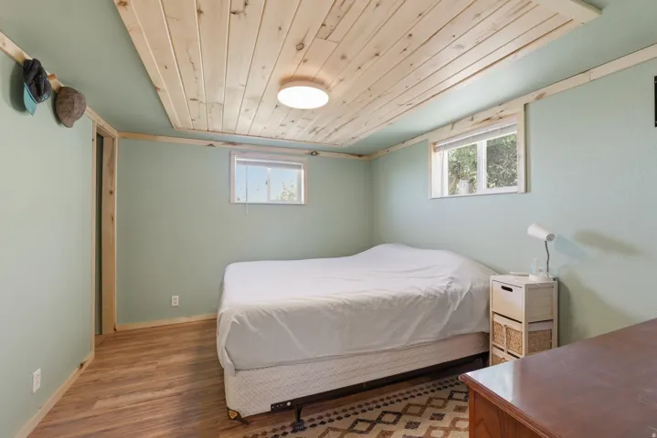 Wood-finish flooring with light-toned walls