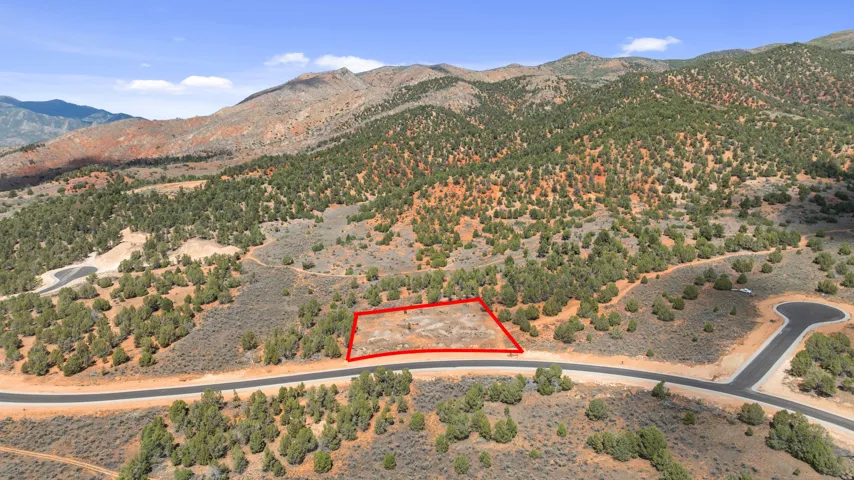 Mountainous terrain with natural vegetation, adjacent to a paved roadway