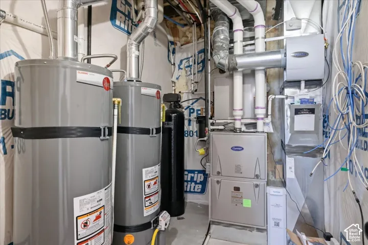 Dual water heaters and Carrier HVAC system with integrated humidifier