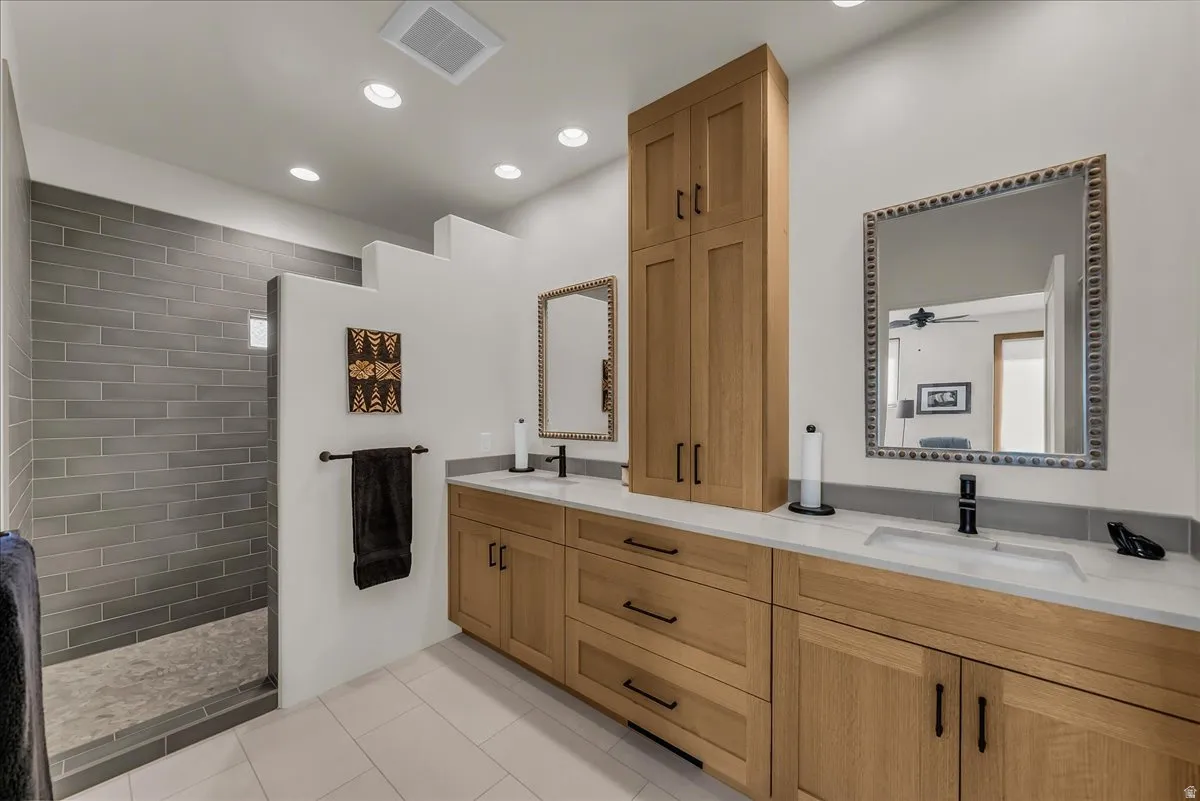 Primary Bathroom with Dual Sinks and Walk In Shower