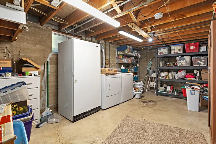 Basement storage, laundry room