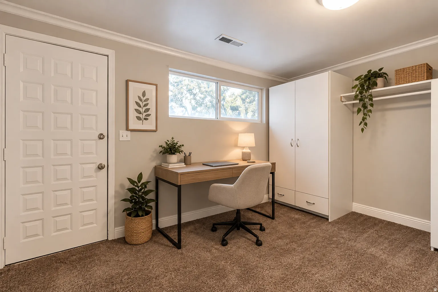 Office space with plenty of storage and walk out entrance
