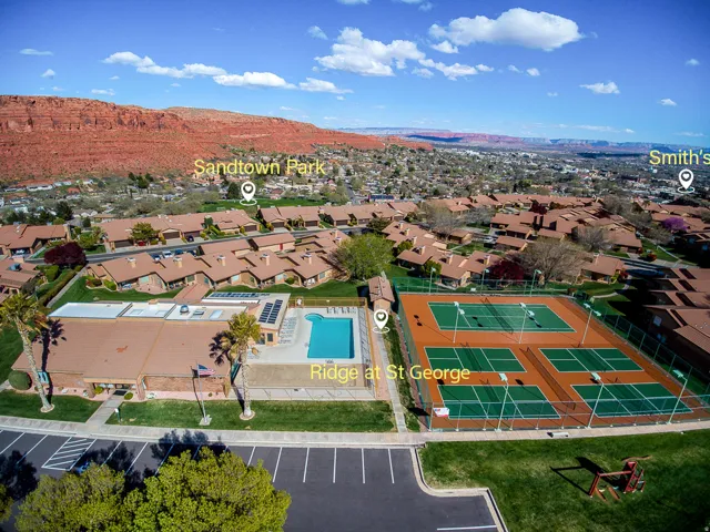 Community amenities including a swimming pool, multiple tennis courts, and a club house