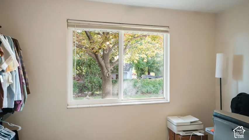 Sliding window with white framing