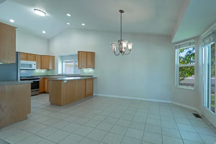 Vaulted ceiling with recessed lighting