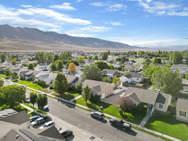 Residential neighborhood featuring mature trees and mountain backdrops