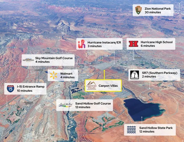 Location Map. Illustrating the proximity of Canyon Villas to various points of interest and infrastructure