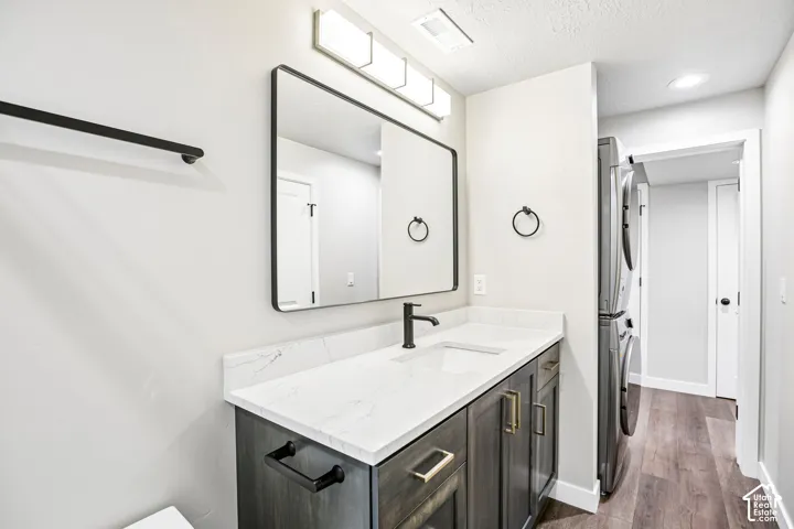 White stone-finish countertop with an integrated rectangular sink