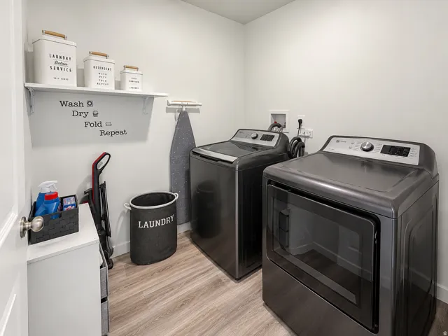 Wood-finish flooring with white wall finishes