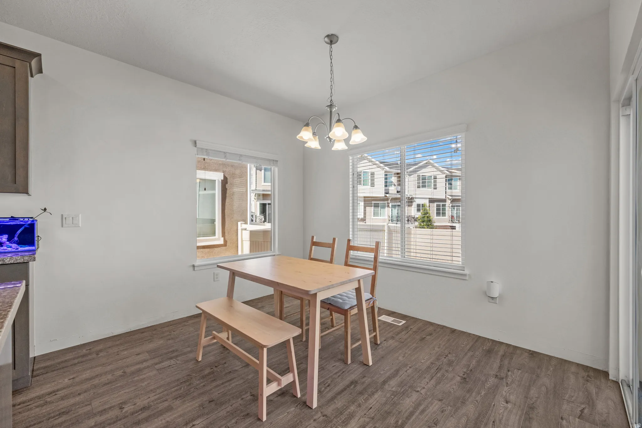 Wood-finish flooring with a neutral wall palette