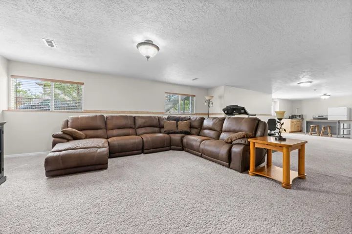 Large oversized family room in basement