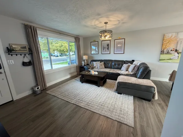 Wide window featuring white trim