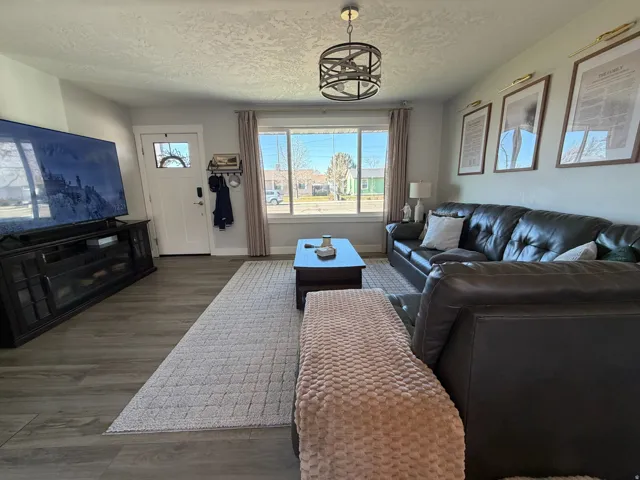 Wood-finish flooring throughout the living space