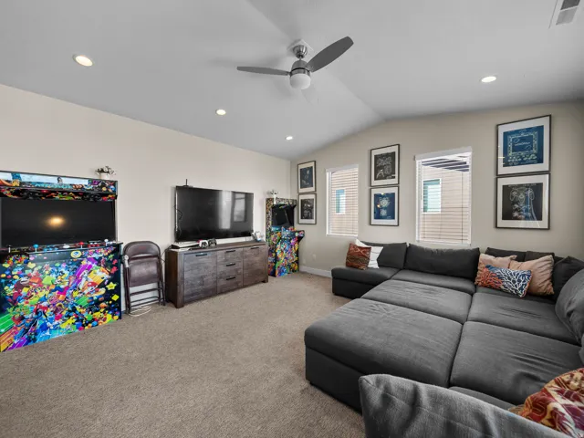 Vaulted ceiling with recessed lighting