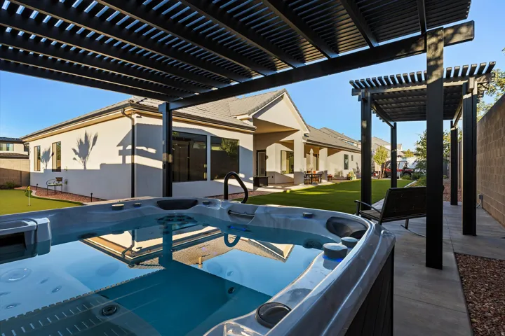 4 Month Old Hot Tub & Pergolas with Lights
