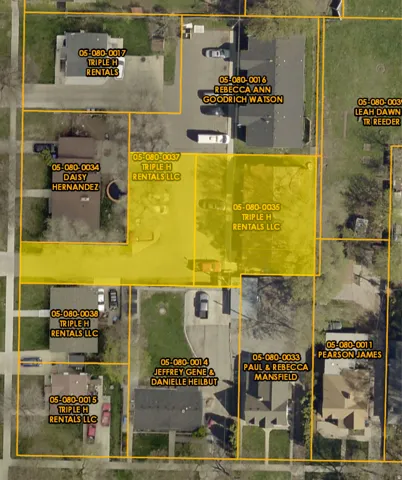 Parcel Map. Illustrating property boundaries and owner information for the depicted parcels