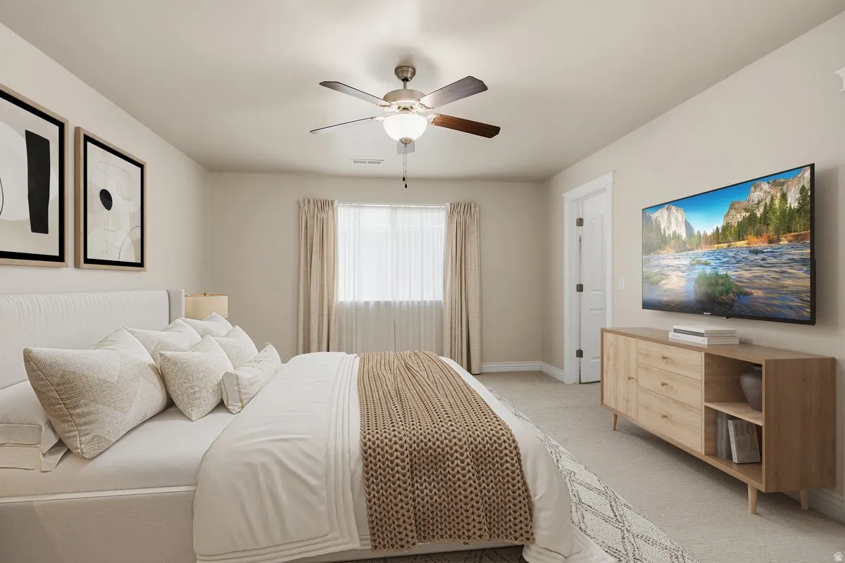 Primary bedroom virtually staged