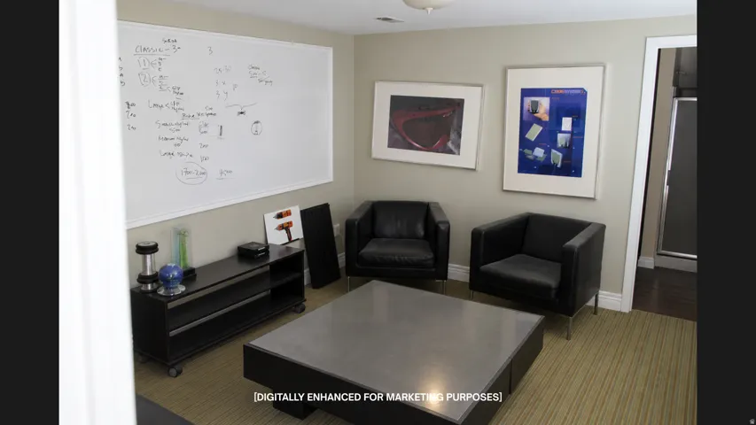 Neutral wall tones with a built-in whiteboard