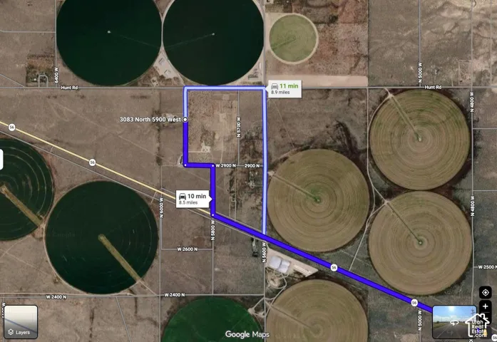 Aerial Map. Showing the geographical location of the property and surrounding land features