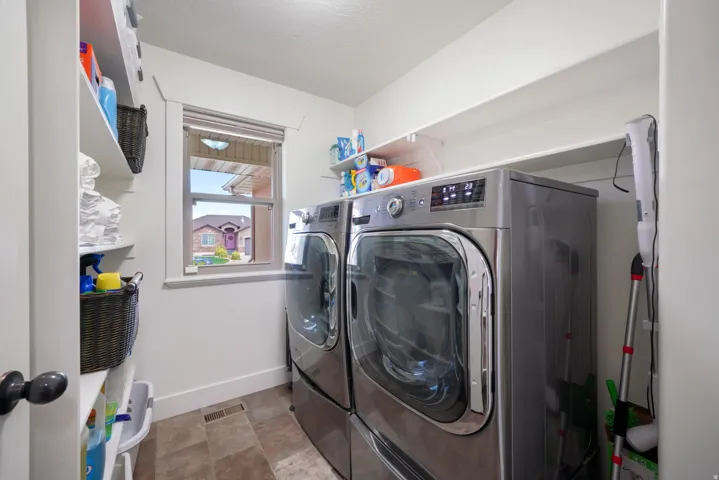 White shelving system with multiple shelves