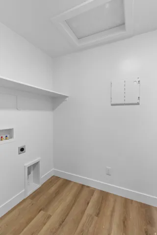 Wood-finish flooring with white walls