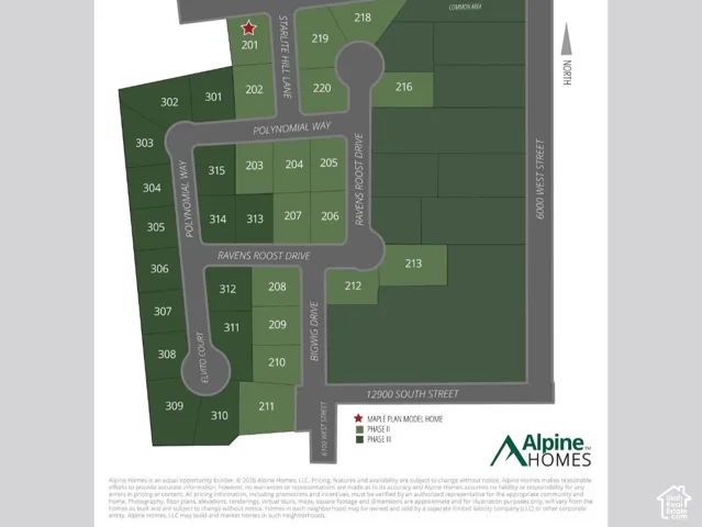 Site Plan. Illustrating the plot arrangement and phase distribution for the property