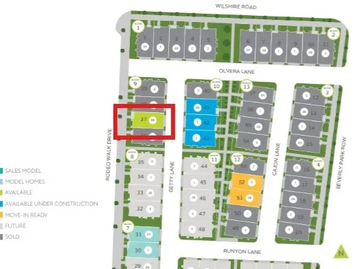 Site Plan. Illustrating the property layout with lot statuses and street designations