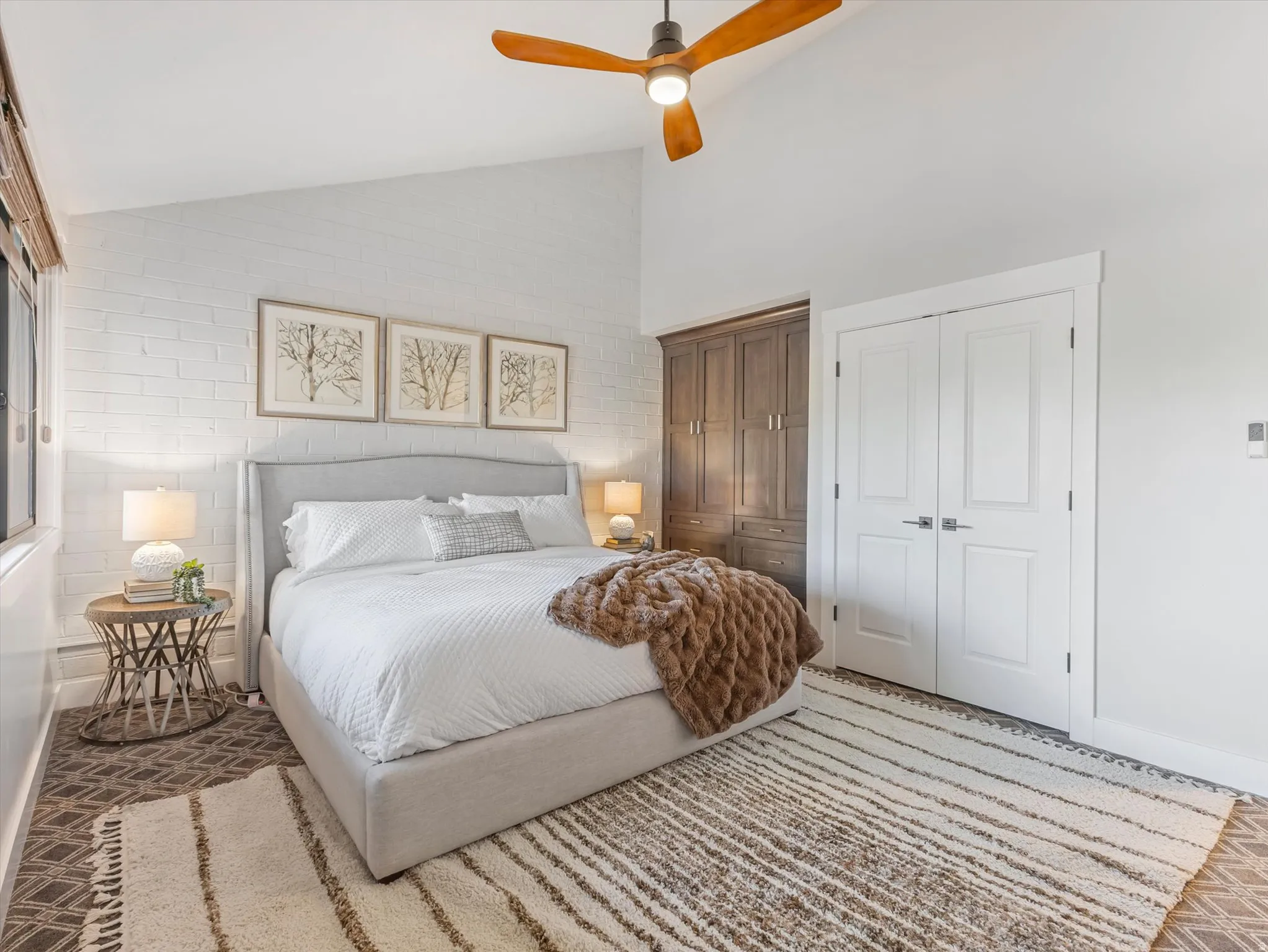 Main bedroom with custom oak built in and closet