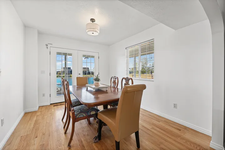 Formal dining room overlooking the lake