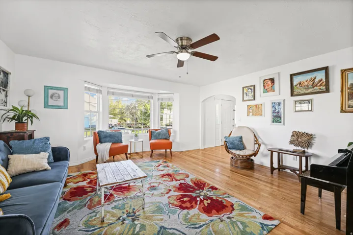 Large living room with beautiful hardwood floors