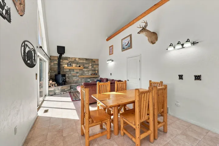 Vaulted ceilings with exposed wood beams