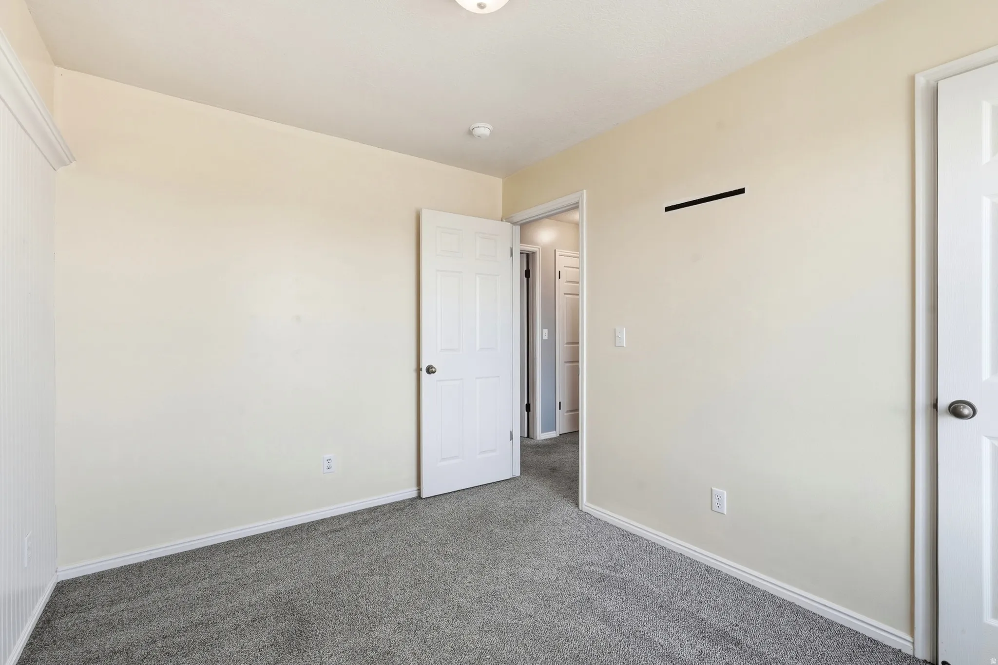 Neutral wall paint with carpet flooring